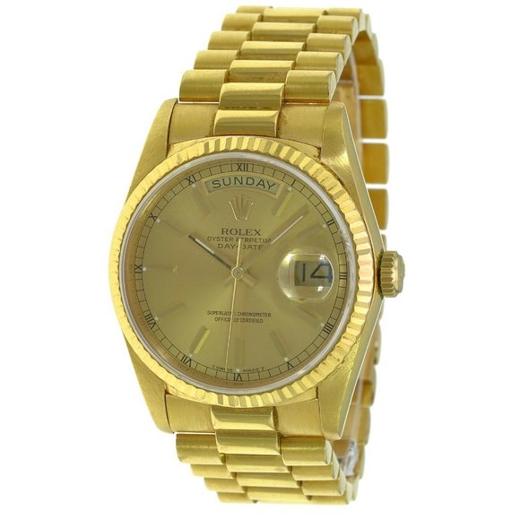 Rolex Mens Day-Date President Watch 18KY Solid Gold Champagne Dial 18238 MINT - Picture 2 of 11